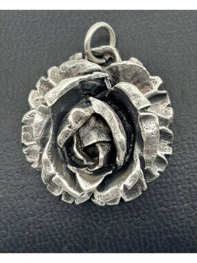 Artisan Made Rose Bloom Pendant in Sterling Silver 12 Gram Unsigned Pendant Only